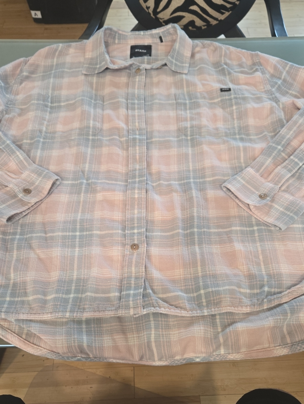 Prana Pink and Gray Plaid Men's Button-Down Shirt